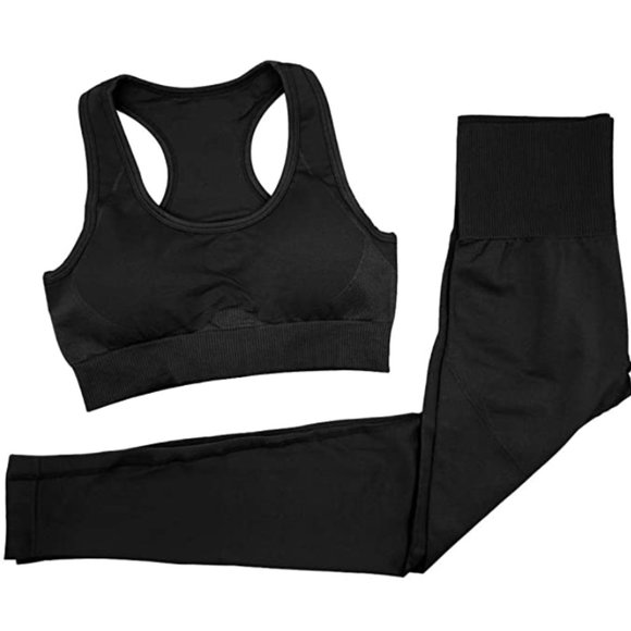 Black Seamless Workout, Yoga Two Piece Set - Picture 6 of 8